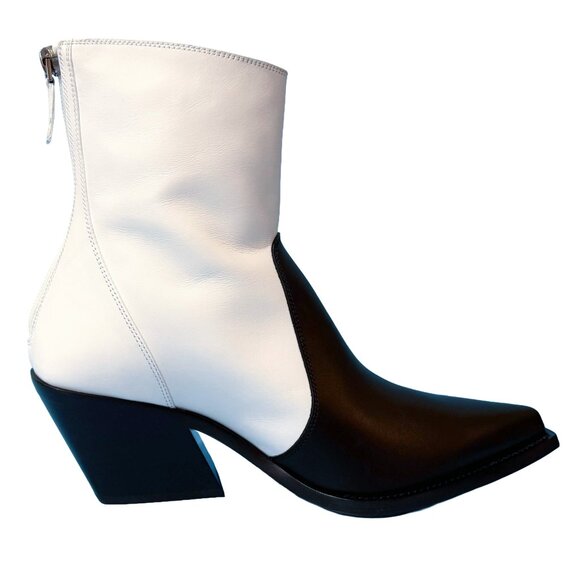 Brand New Givenchy Color Block Black and White Leather Cowboy Boots - Picture 5 of 14